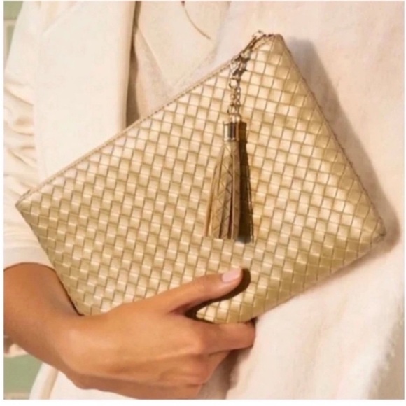 Virginia Wolf Handbags - Virginia Wolf Mini Woven Pouch Gold